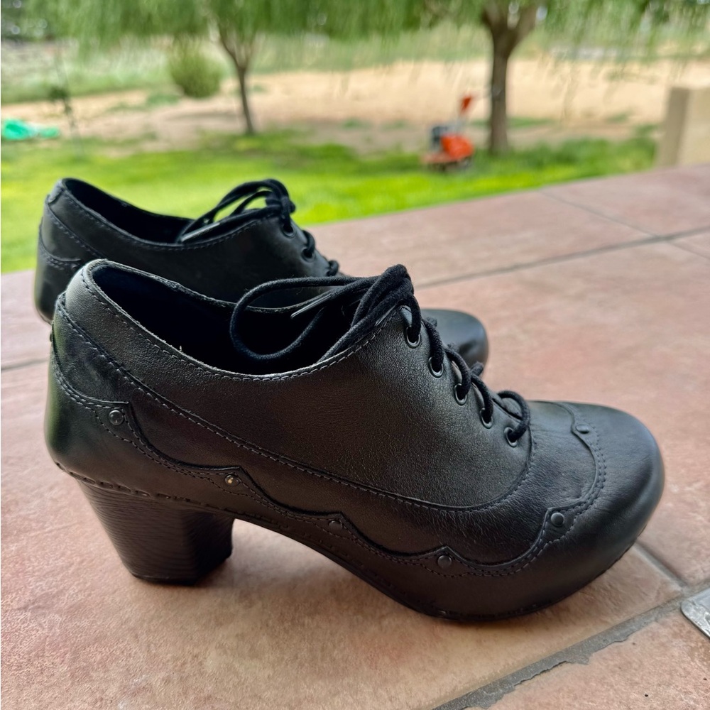 Dansko Black Lace-Up Heeled Shoes